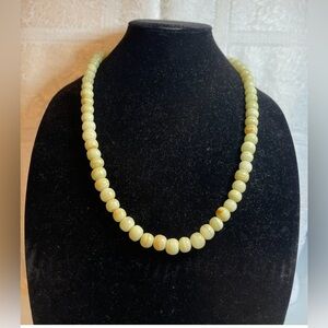 Elegant Light-colored Jade Beaded Necklace Length 30”